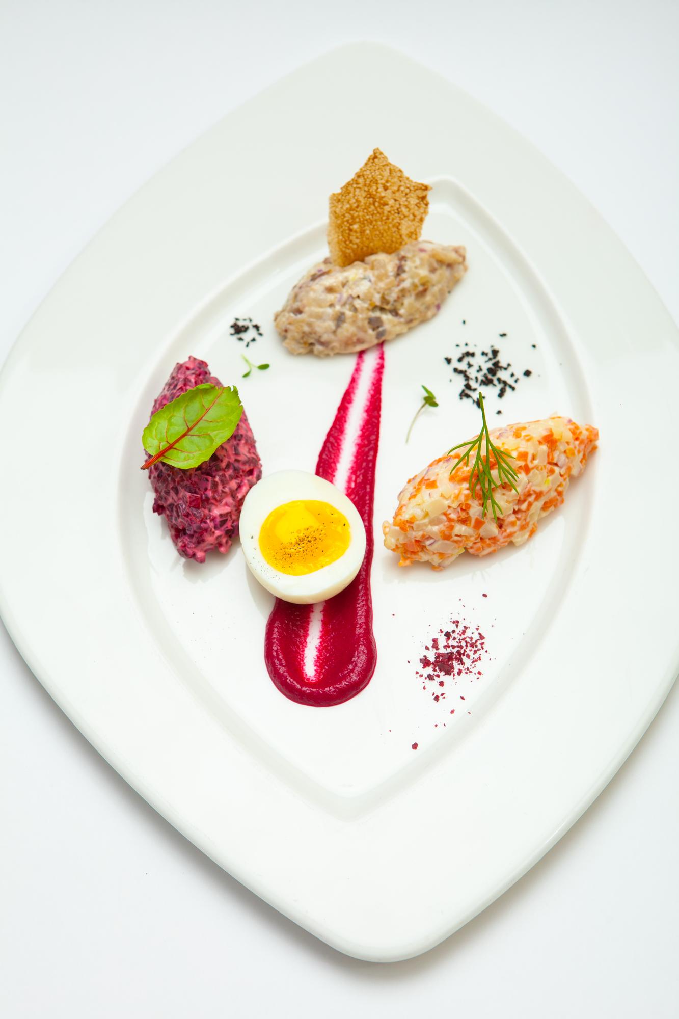 colorful plated modern dish on table